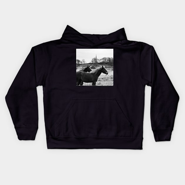 Horses and Bomber Command Centre, Lincoln Kids Hoodie by robsteadman